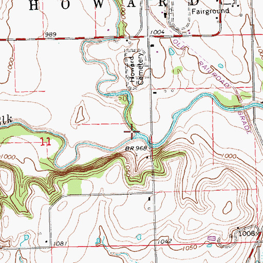 Topographic Map of Rock Creek, KS