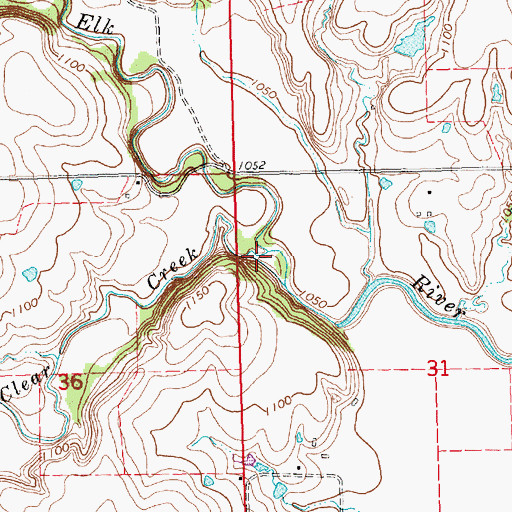 Topographic Map of Clear Creek, KS