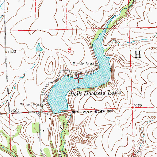 Topographic Map of Polk Daniels Lake, KS
