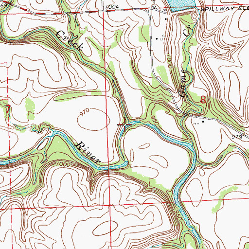 Topographic Map of Pawpaw Creek, KS