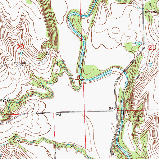Topographic Map of Mound Branch, KS