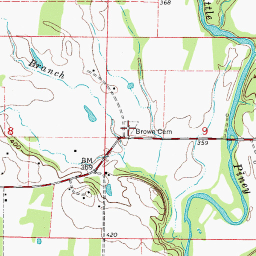 Topographic Map of Brown Cemetery, AR