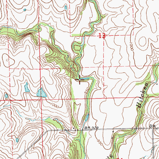 Topographic Map of East Hitchen Creek, KS