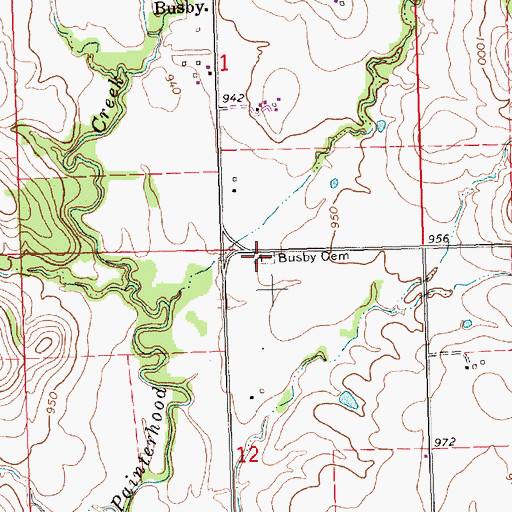 Topographic Map of Busby Cemetery, KS
