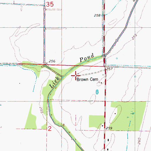 Topographic Map of Brown Cemetery, AR