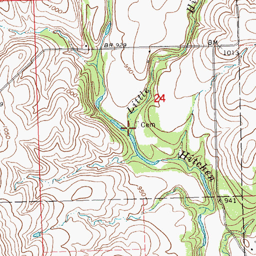 Topographic Map of Little Hitchen Creek, KS