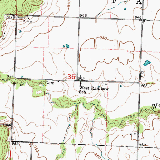 Topographic Map of West Rainbow School, KS
