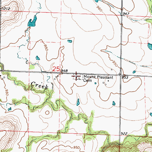 Topographic Map of Mount Pleasant Cemetery, KS