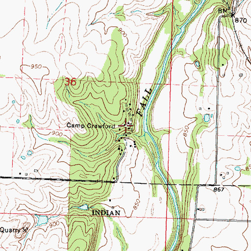 Topographic Map of Camp Crawford, KS