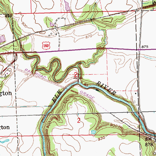 Topographic Map of Hitchen Creek, KS