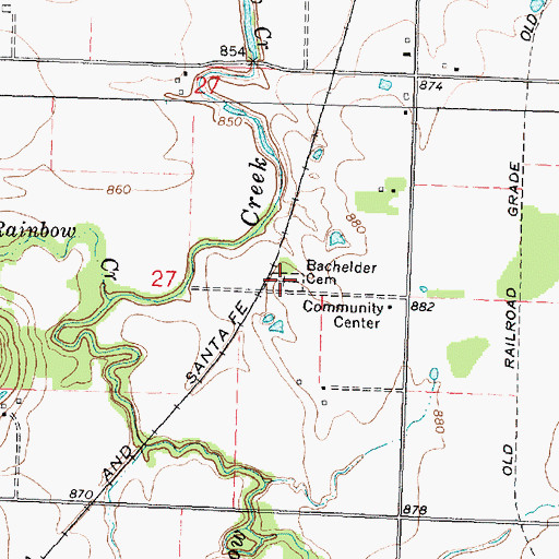 Topographic Map of Bachelder Cemetery, KS