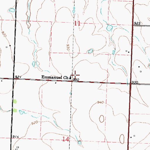 Topographic Map of Emmanuel Church of God in Christ Mennonite Church, KS
