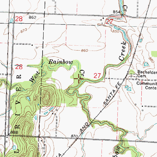 Topographic Map of West Rainbow Creek, KS
