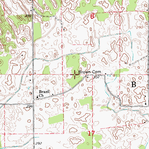 Topographic Map of Brown Cemetery, AR