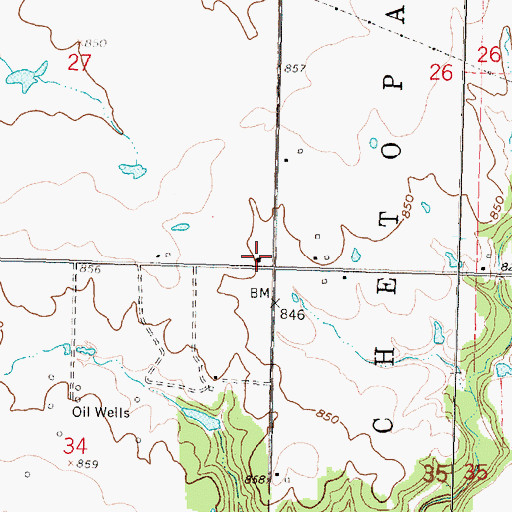 Topographic Map of Bethel School, KS