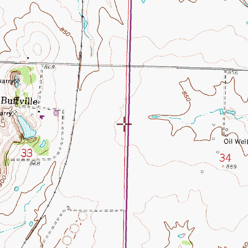 Topographic Map of Buff Mound, KS