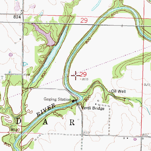 Topographic Map of Verdi Bridge, KS