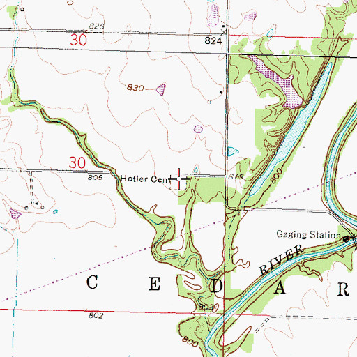 Topographic Map of Hatler Cemetery, KS
