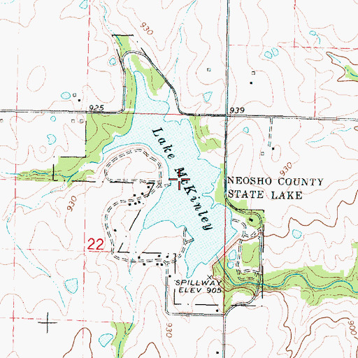 Topographic Map of Lake McKinley, KS