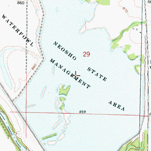 Topographic Map of Neosho Wildlife Area, KS