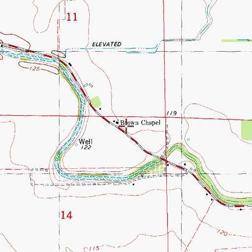 Topographic Map of Brown Chapel, AR