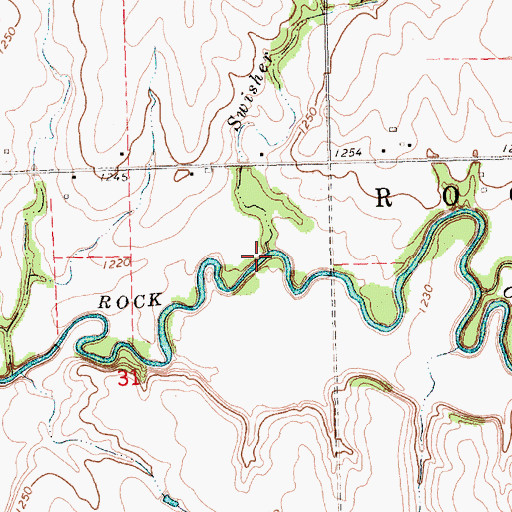 Topographic Map of Swisher Branch, KS