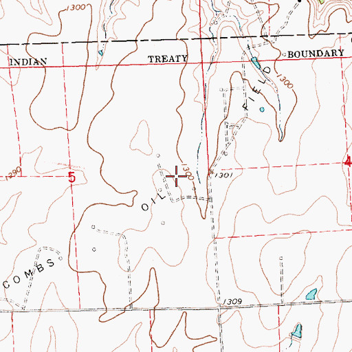 Topographic Map of Combs Oil Field, KS
