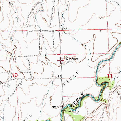 Topographic Map of Widener Cemetery, KS