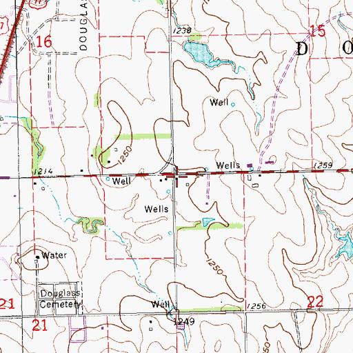 Topographic Map of Township of Douglass, KS