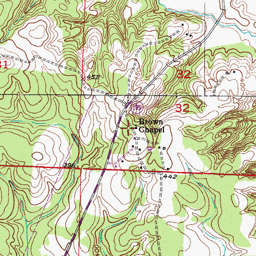 Topographic Map of Brown Chapel, AR