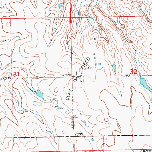 Topographic Map of Clay Oil Field, KS