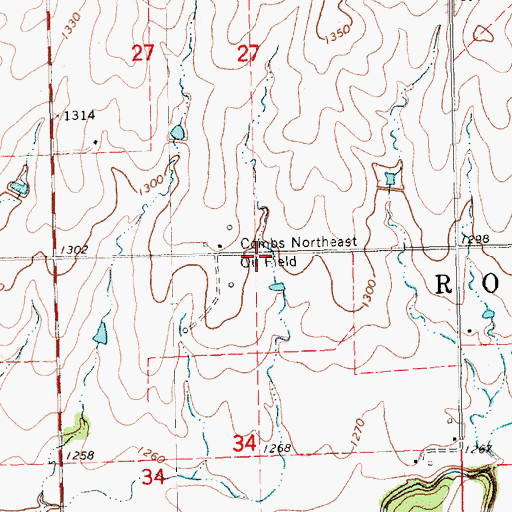 Topographic Map of Combs Northeast Oil Field, KS