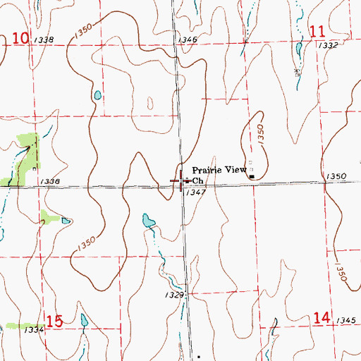 Topographic Map of Prairie View Church, KS