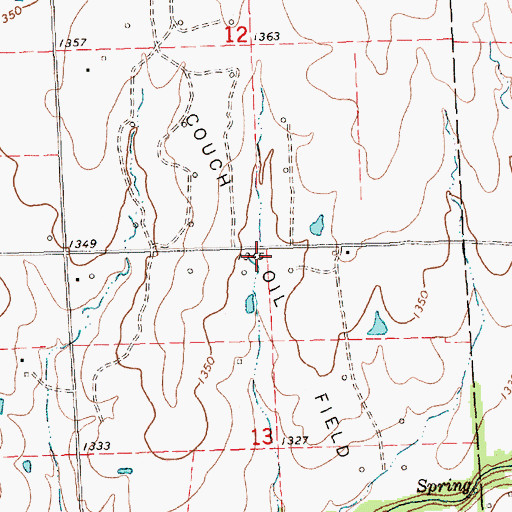 Topographic Map of Couch Oil Field, KS