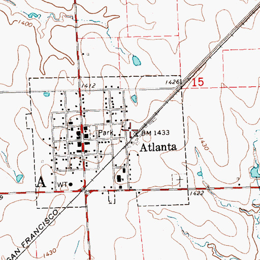 Topographic Map of Atlanta, KS