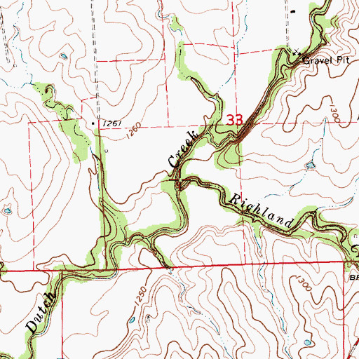 Topographic Map of Richland Creek, KS