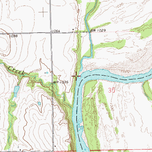 Topographic Map of Chilocco Creek, OK
