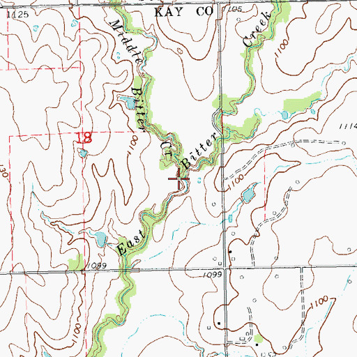 Topographic Map of Middle Bitter Creek, OK