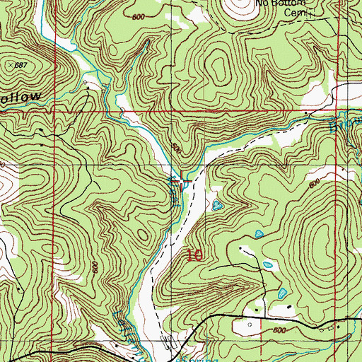Topographic Map of Brown Creek, AR