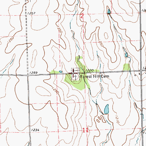 Topographic Map of Forest Hill Cemetery, KS
