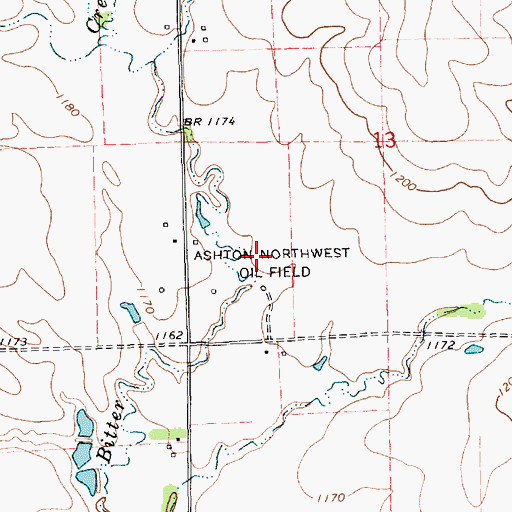 Topographic Map of Ashton Northwest Oil Field, KS