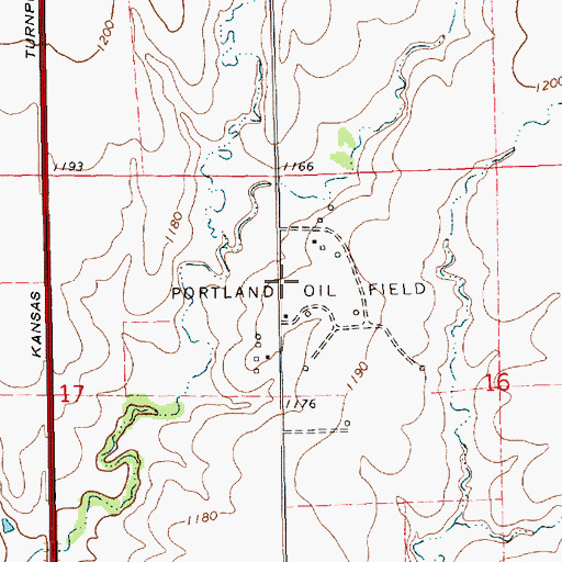 Topographic Map of Portland Oil Field, KS