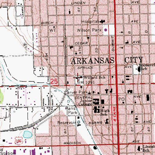 Topographic Map of Frances Willard Elementary School, KS