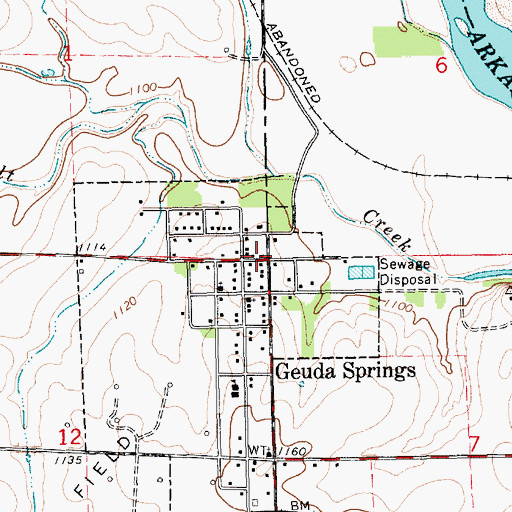 Topographic Map of Geuda Springs, KS