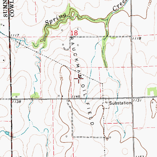 Topographic Map of Rauckman Oil Field, KS