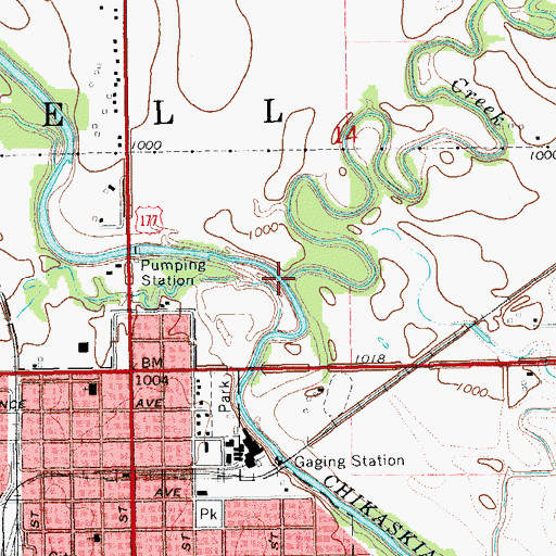 Topographic Map of Bitter Creek, OK
