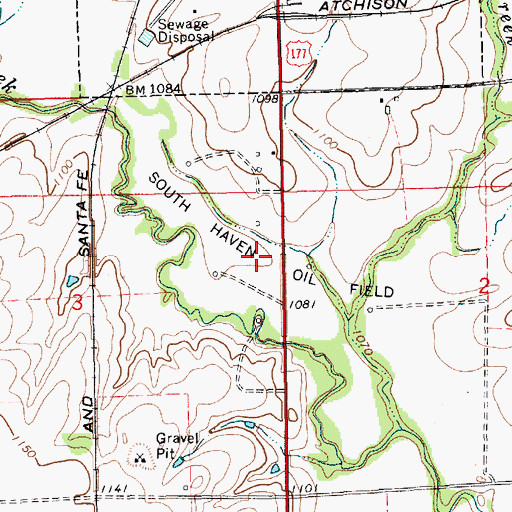 Topographic Map of South Haven Oil Field, KS