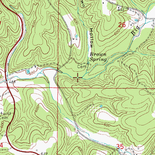 Topographic Map of Brown Hollow, AR