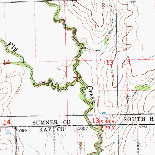 Topographic Map of Meridian Creek, KS
