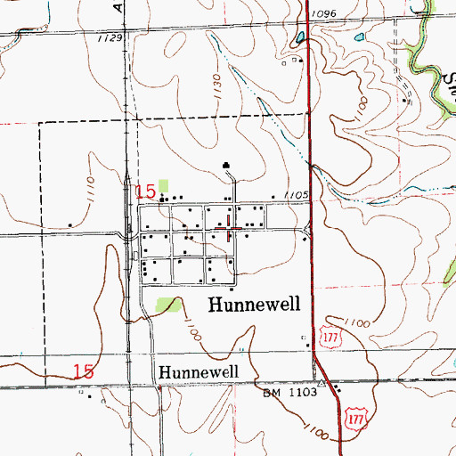 Topographic Map of Hunnewell, KS